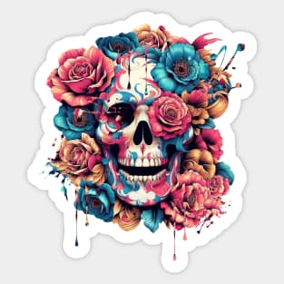 Flower Skull Tattoo Sticker